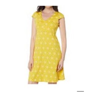 Toad&Co Rosemarie Dress Size L Lemon Sunflower Organic Cotton Cottage Travel